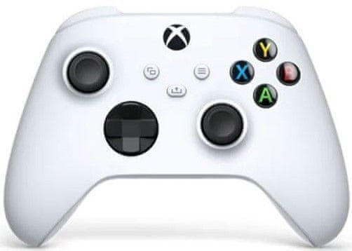 bezdrátový herní ovladač Microsoft Xbox Series Bezdrátový ovladač XBOX Controller Robot White vibrace hybridní směrový ovladač D-pad inovace černá barva provedení texturované rukojeti mapování tlačítka