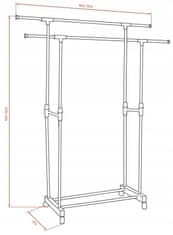 Kuchinox Mobilní dvouramenná stojící šatní skříň na kolečkách 160x130 cm