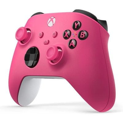 bezdrátový herní ovladač Microsoft Xbox Series Bezdrátový ovladač XBOX Controller Deep Pink vibrace hybridní směrový ovladač D-pad inovace černá barva provedení texturované rukojeti mapování tlačítka