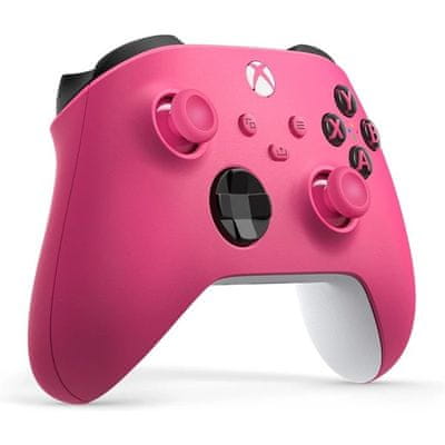 bezdrátový herní ovladač Microsoft Xbox Series Bezdrátový ovladač XBOX Controller Deep Pink vibrace hybridní směrový ovladač D-pad inovace černá barva provedení texturované rukojeti mapování tlačítka