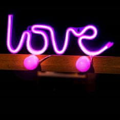 PSB Neonová LED dekorativní nástěnná cedule LOVE růžová 13x35x2 cm