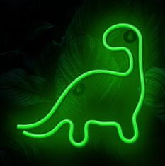 PSB Neonová nástěnná cedule LED s dinosaurem dekorativní zelená USB 23,5x24,5 cm