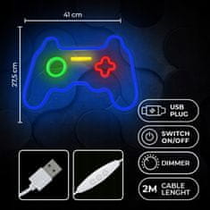 PSB Neonový LED nápis Gamepad nástěnná dekorace 27,5x41x1,6 cm