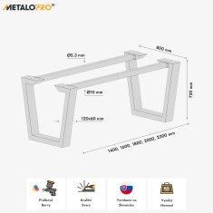 MetaloPro Atria Epox Extreme - Noha stolu, Kovová, Stabilní, Moderní, Průmyslový styl - 160x80x72cm