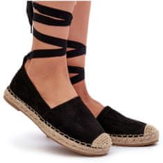 Vázané semišové espadrilky Black velikost 37