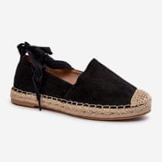 Vázané semišové espadrilky Black velikost 37