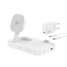 4smarts 4SMARTS ŁAD. INDUKCYJNA TRIDENT 2W1 + USB-C + ŁADOWARKA SIECIOWA 30W BIAŁA/WHITE 540998