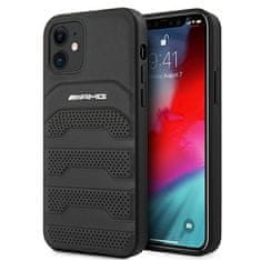 MERCEDES AMG AMHCP12SGSEBK IPHONE 12 MINI 5,4" ČERNÉ/ČERNÉ PEVNÉ POUZDRO KOŽENÉ VYRAŽENÉ LINIE