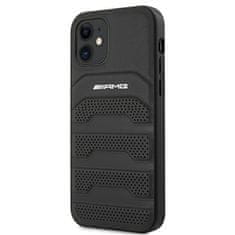 MERCEDES AMG AMHCP12SGSEBK IPHONE 12 MINI 5,4" ČERNÉ/ČERNÉ PEVNÉ POUZDRO KOŽENÉ VYRAŽENÉ LINIE