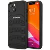 AMG AMHCP14MGSEBK IPHONE 14 PLUS / 15 PLUS 6,7" ČERNO/ČERNÉ PEVNÉ POUZDRO KOŽENÉ VYRAŽENÉ LINIE