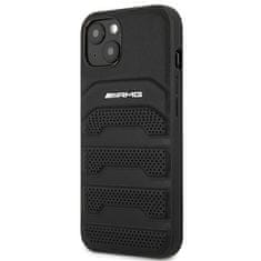 MERCEDES AMG AMHCP14MGSEBK IPHONE 14 PLUS / 15 PLUS 6,7" ČERNO/ČERNÉ PEVNÉ POUZDRO KOŽENÉ VYRAŽENÉ LINIE