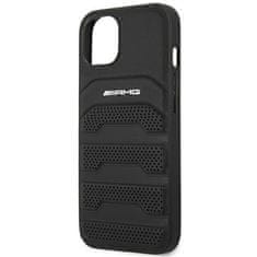 MERCEDES AMG AMHCP14MGSEBK IPHONE 14 PLUS / 15 PLUS 6,7" ČERNO/ČERNÉ PEVNÉ POUZDRO KOŽENÉ VYRAŽENÉ LINIE