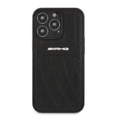 MERCEDES AMG AMHCP13LOSDBK IPHONE 13 PRO / 13 6,1" ČERNO/ČERNÉ PEVNÉ POUZDRO LEATHER CURVED LINES