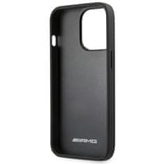 MERCEDES AMG AMHCP14LDOLBK IPHONE 14 PRO 6,1" ČERNO/ČERNÉ PEVNÉ POUZDRO LEATHER HOT STMPED