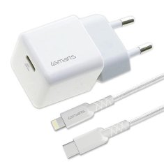 4smarts 4SMARTS NÁSTĚNNÁ NABÍJEČKA + MFI KABEL VOLTPLUG PD 30W GAN USB-C/LIGHTNING 1,5M BÍLÁ/BÍLÁ 451534