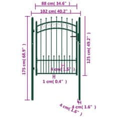 Vidaxl Plotová branka s hroty ocel 100 x 125 cm zelená