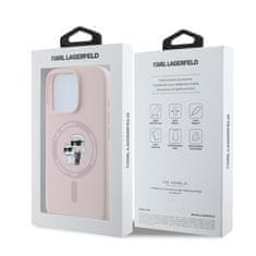 Karl Lagerfeld Zadní kryt Liquid Silicone Karl and Choupette MagSafe pro iPhone 16 Pro Pink