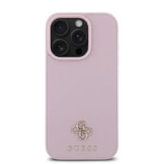 Guess Zadní kryt PU Grained 4G Small Metal Logo MagSafe pro iPhone 16 Pro Pink