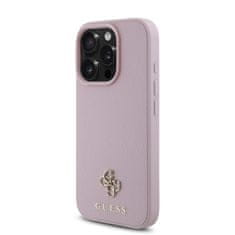 Guess Zadní kryt PU Grained 4G Small Metal Logo MagSafe pro iPhone 16 Pro Pink