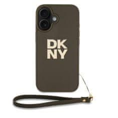 DKNY Zadní kryt PU Leather Stack Logo Wrist Strap pro iPhone 16 Green