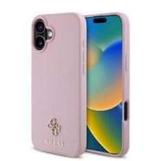 Guess Zadní kryt PU Grained 4G Small Metal Logo MagSafe pro iPhone 16 Plus Pink