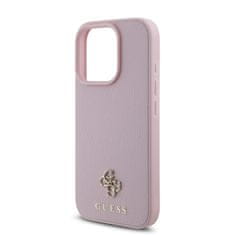 Guess Zadní kryt PU Grained 4G Small Metal Logo MagSafe pro iPhone 16 Pro Pink