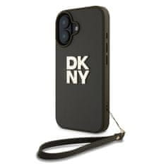 DKNY Zadní kryt PU Leather Stack Logo Wrist Strap pro iPhone 16 Green