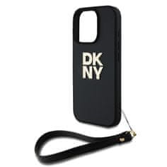 DKNY Zadní kryt PU Leather Stack Logo Wrist Strap pro iPhone 16 Pro Max Black