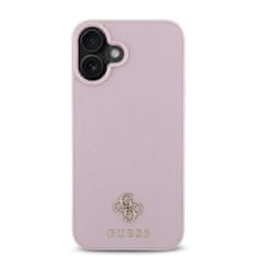 Guess Zadní kryt PU Grained 4G Small Metal Logo MagSafe pro iPhone 16 Plus Pink