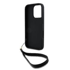 DKNY Zadní kryt PU Leather Stack Logo Wrist Strap pro iPhone 16 Pro Max Black