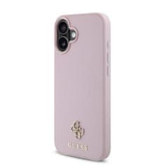 Guess Zadní kryt PU Grained 4G Small Metal Logo MagSafe pro iPhone 16 Plus Pink