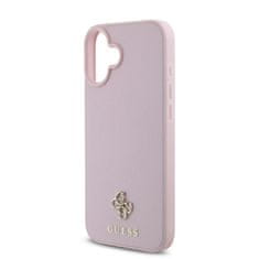 Guess Zadní kryt PU Grained 4G Small Metal Logo MagSafe pro iPhone 16 Plus Pink