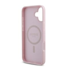 Guess Zadní kryt PU Grained 4G Small Metal Logo MagSafe pro iPhone 16 Plus Pink