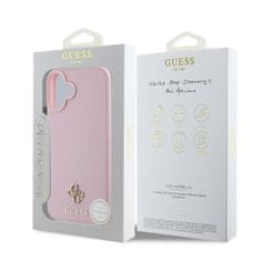 Guess Zadní kryt PU Grained 4G Small Metal Logo MagSafe pro iPhone 16 Plus Pink