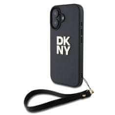 DKNY Zadní kryt PU Leather Stack Logo Wrist Strap pro iPhone 16 Black