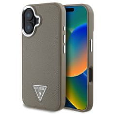 Guess Zadní kryt PU Grained Triangle Logo pro iPhone 16 Brown