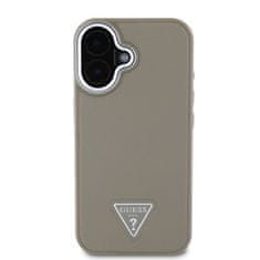 Guess Zadní kryt PU Grained Triangle Logo pro iPhone 16 Brown