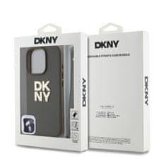 DKNY Zadní kryt PU Leather Stack Logo Wrist Strap pro iPhone 16 Pro Green