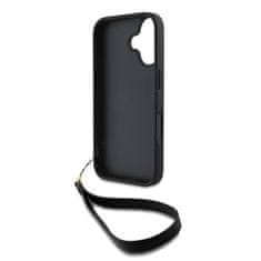 DKNY Zadní kryt PU Leather Stack Logo Wrist Strap pro iPhone 16 Black