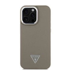 Guess Zadní kryt PU Grained Triangle Logo pro iPhone 16 Pro Max Brown