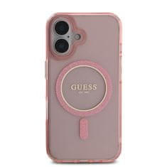 Guess Zadní kryt IML Glitter Ring MagSafe pro iPhone 16 Pink