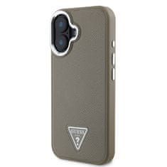 Guess Zadní kryt PU Grained Triangle Logo pro iPhone 16 Brown