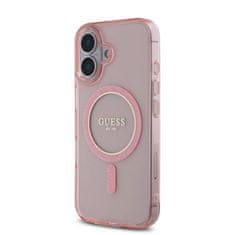 Guess Zadní kryt IML Glitter Ring MagSafe pro iPhone 16 Pink