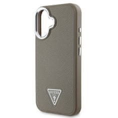 Guess Zadní kryt PU Grained Triangle Logo pro iPhone 16 Brown