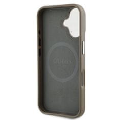 Guess Zadní kryt PU Grained Triangle Logo pro iPhone 16 Brown