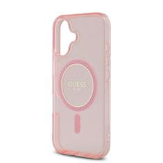 Guess Zadní kryt IML Glitter Ring MagSafe pro iPhone 16 Pink