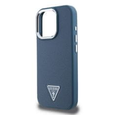 Guess Zadní kryt PU Grained Triangle Logo pro iPhone 16 Pro Max Blue