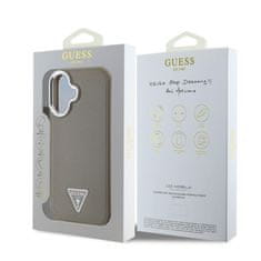 Guess Zadní kryt PU Grained Triangle Logo pro iPhone 16 Brown