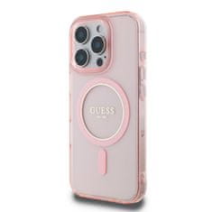 Guess Zadní kryt IML Glitter Ring MagSafe pro iPhone 16 Pro Max Pink