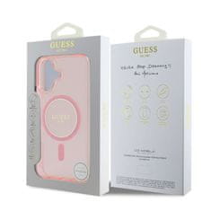 Guess Zadní kryt IML Glitter Ring MagSafe pro iPhone 16 Pink